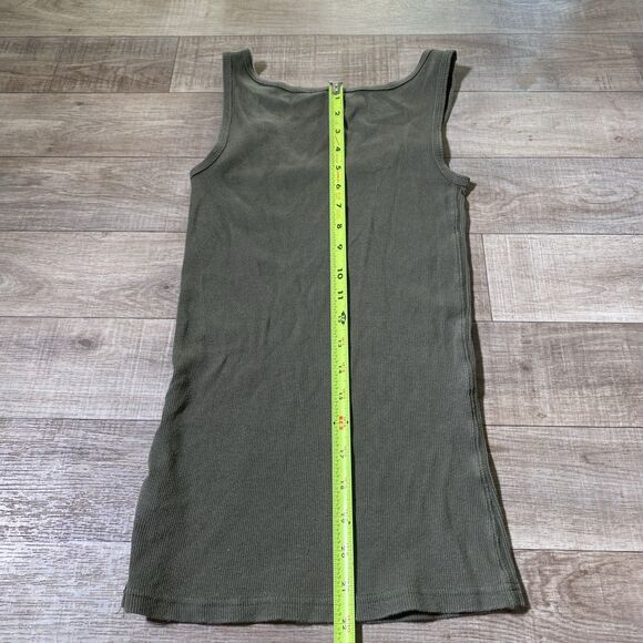 Army Green Faded Glory Y2K Ribbed Knit Tank Top Women's Size Small - Picture 7 of 8